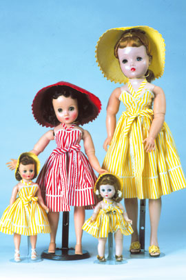  “Cissy,” “Elise,” “Cissette” and “Wendy” are ready for a day of sun and surf in these two-piece beachwear outfits.