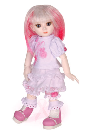  “The 'Adeline Joy' doll and the “Nurse Eloise” doll are both charity dolls,” Goodreau explains. “They sell directly through us, and 100 percent of the profits go to medical research. The breast cancer awareness doll is named Adeline Joy after a lovely pattern maker who just survived breast cancer. That was my inspiration.”