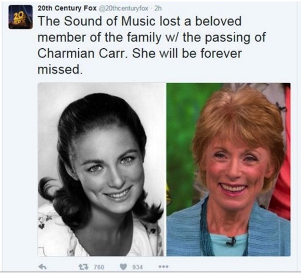 “So Long, Farewell” to Charmian Carr, forever known as Liesl von Trapp