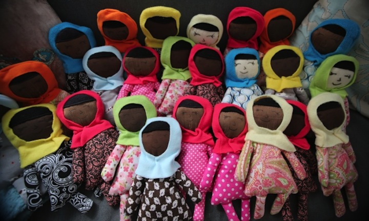 Hijab-wearing dolls were left as a mystery offering.