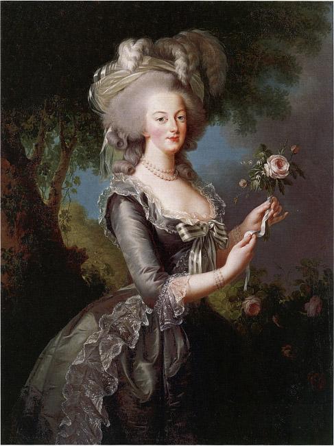 “Marie Antoinette, a la rose,” 1785, by Vigee le Brun, Metropolitan Museum of Art