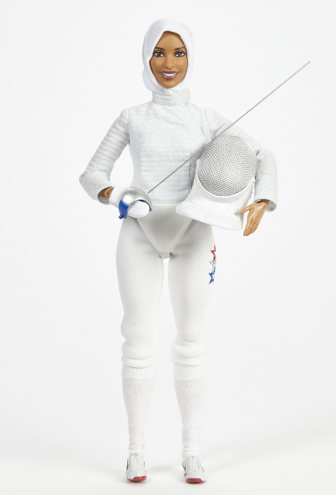 An Olympic fencer doll, which happens to be wearing the hijab. Photo courtesy of Mattel