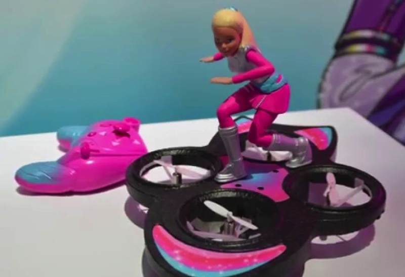 Barbie on her hoverboard, which actually flies