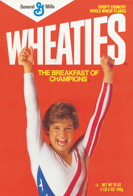 Mary Lou Retton on the iconic Wheaties cereal box in 1984