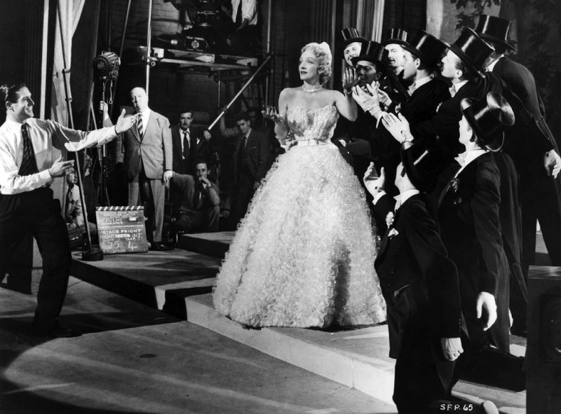 Hitchcock watching Dietrich in one of the lavish production numbers