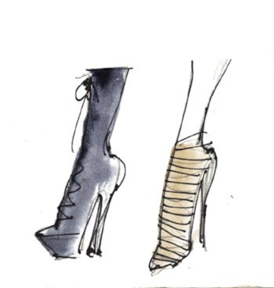 Sketch of Kadira's Black and Gold Shoes