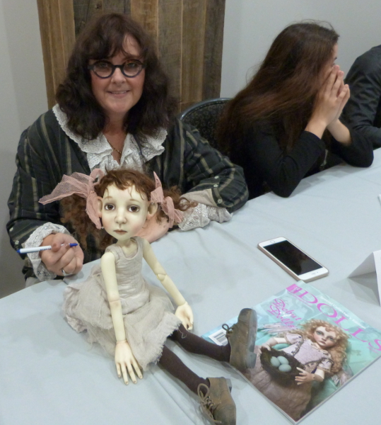 BJD artist Connie Lowe at the Debut of Dolls signing event during the 2017 International Doll & Teddy Show.