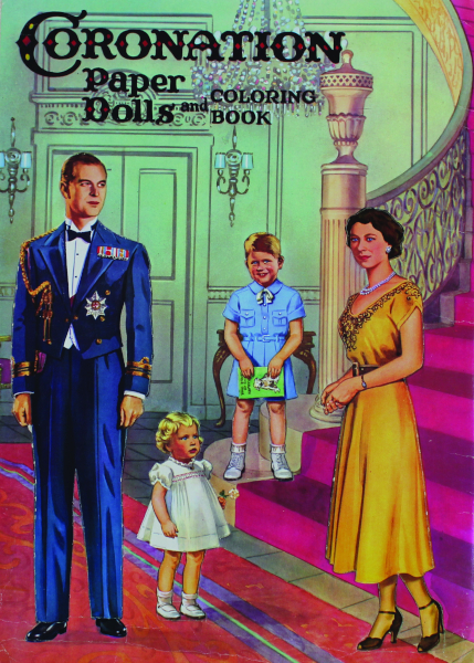 The back cover contains punch-out dolls of Queen Elizabeth II and Prince Philip.