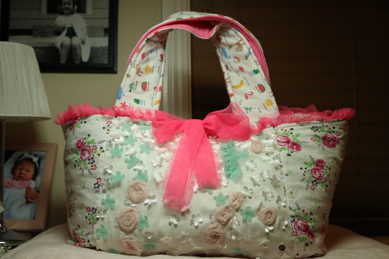 Front of Emily upcycled bassient bag