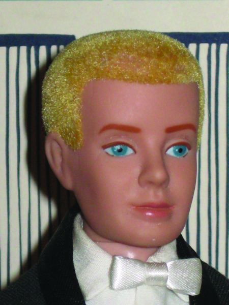 The flocked hair used on the first Ken dolls came off if the doll got wet, and so was quickly discontinued.