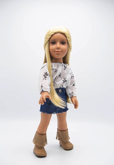 The Zoe doll is described as having a “hippie attitude.” Her storyline presents her as a lover of flowers and outdoors activities.