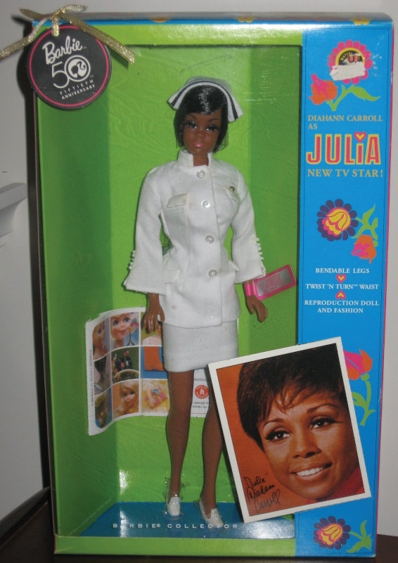 Mattel's 50th-anniversary reissue of its Barbie-sized Julia doll.