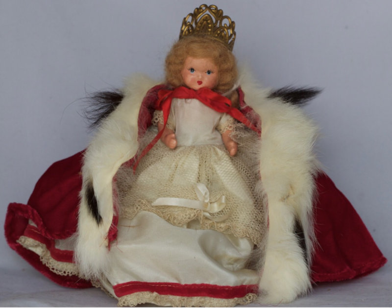 This is a 5-inch version of the Queen for a Day doll from Hollywood Doll Manufacturing Company.