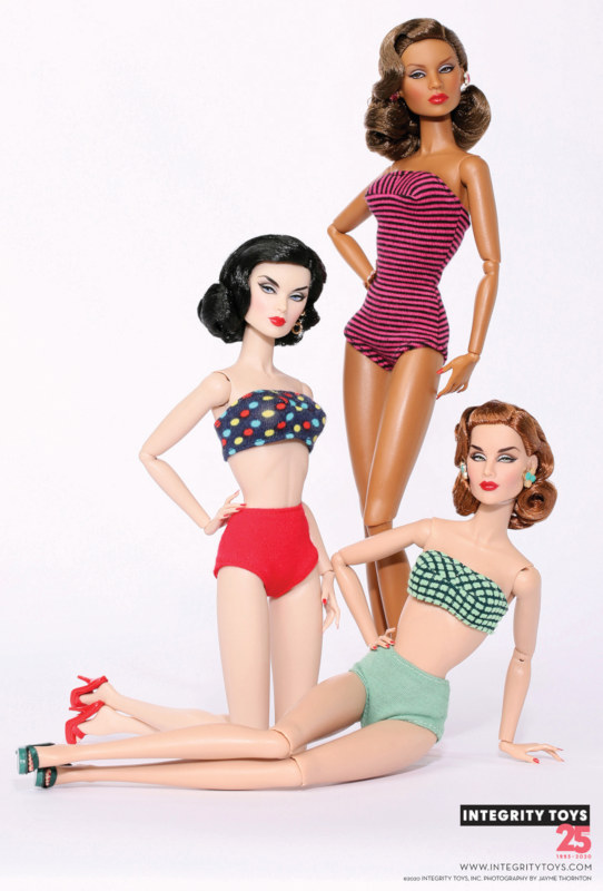 A trio of dolls from Integrity’s East 59th collection. From left: Victoire Roux, Lady Aurelia Grey, and Evelyn Weaverton.