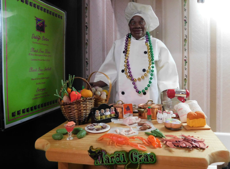 Jacquelyn Graham-Dickson: “Daddy Long Legs Chef Henry making Mardi Gras gumbo and jambalaya.”