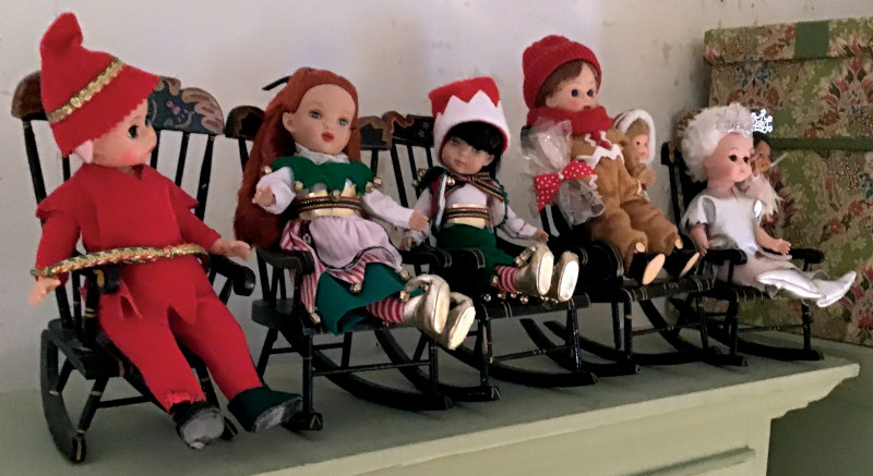 Mary Basden: “Christmas dolls in rocking chairs.”