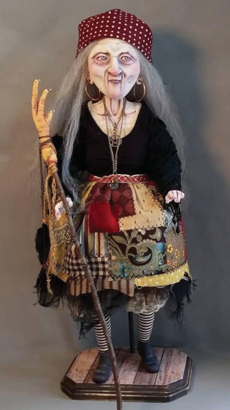 Baba Yaga, 20 inches, is based on the figure from Slavic folklore. “An ogress who steals, cooks, and eats her victims, usually children — perfect theme for Halloween,” Nardin said.