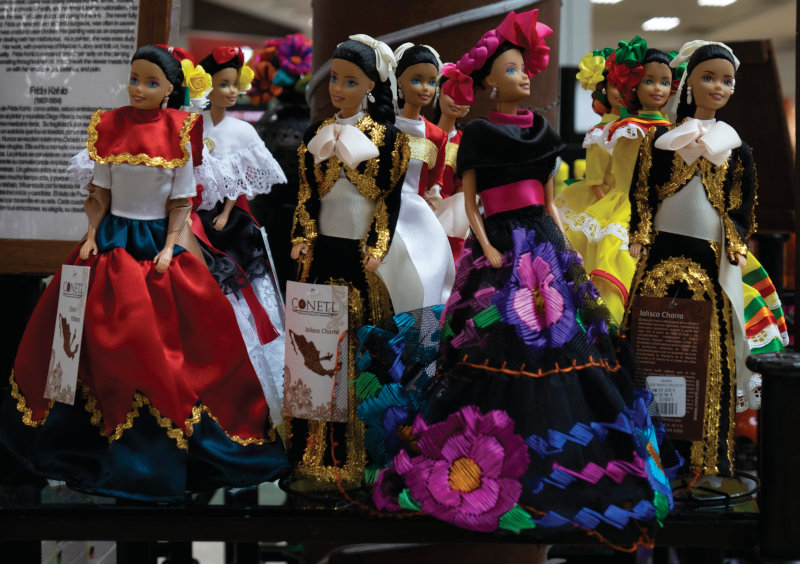 Cancun had hundreds of these Barbies in all different kinds of Mexican dress, but whoever makes them was very careful to use Mexican-looking Barbies.
