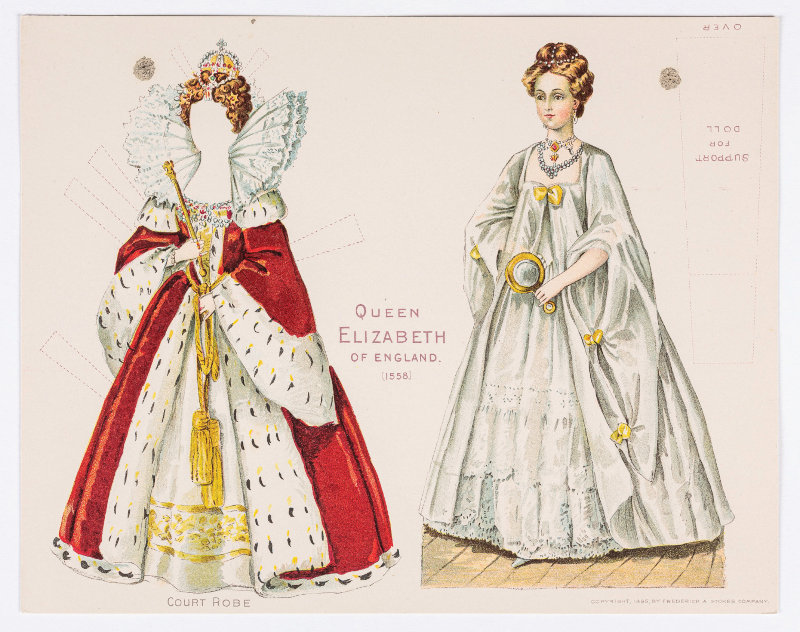 Queen Elizabeth I of England (1533-1603), paper doll and outfit