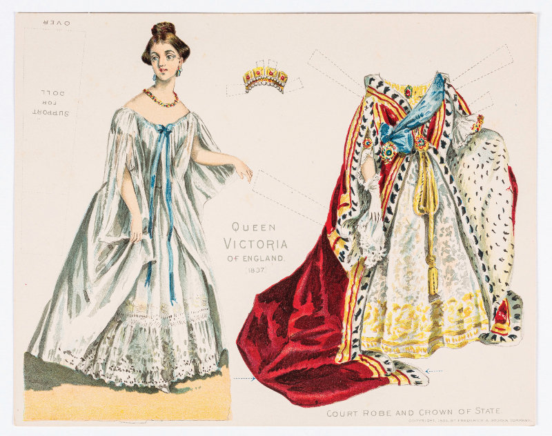 Queen Victoria of England (1819-1901), paper doll and one outfit.