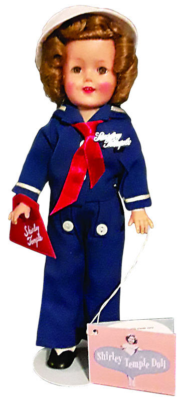 Ideal’s Shirley Temple doll dressed in a sailor suit was released in a blue sailor suit as well as white.