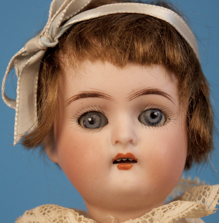 Closeup of all-factory-original Kammer & Reinhardt doll from the 1920s.