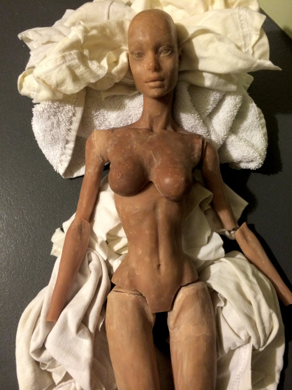 “Here is the beginnings of the 22-inch GlamourOZ doll sculpt as I start converting it to have ball and socket joints,” Szekeres said.