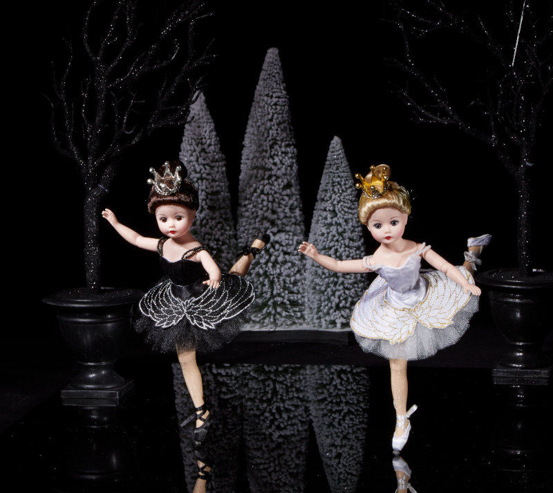 Inspired by the classic ballet Swan Lake, Madame Alexander’s 10-inch Cissette doll is now available garbed as the Black Swan and the White Swan.