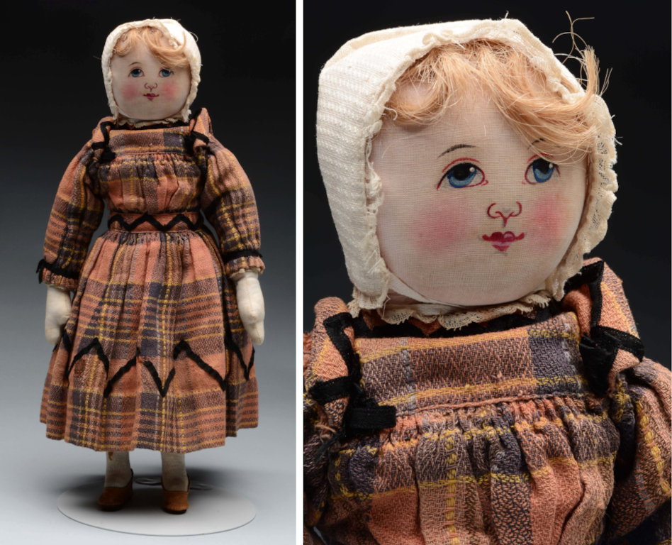 Early Babyland Rag Doll with painted facial features in vivid color. Photo courtesy of Morphy Auctions