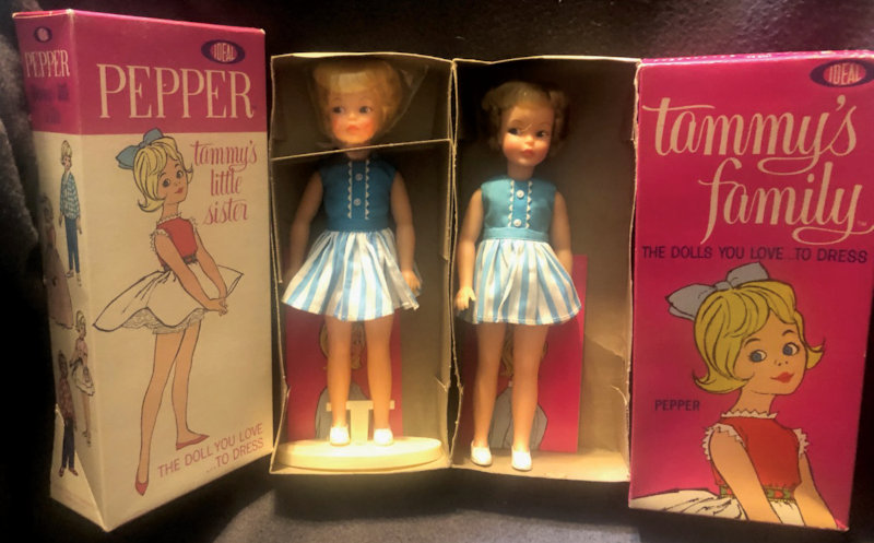 Two versions of the Pepper doll, Tammy's younger sister.