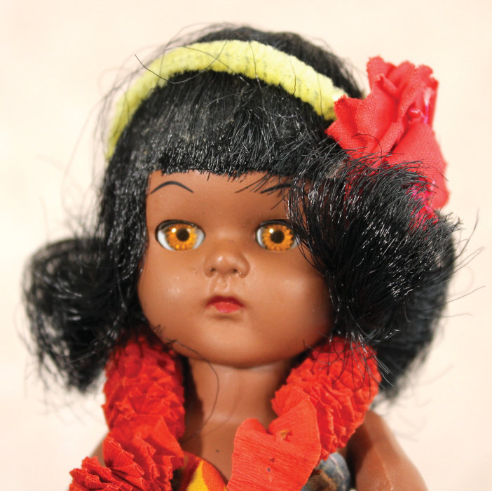 Close-up of a Hawaiian doll.